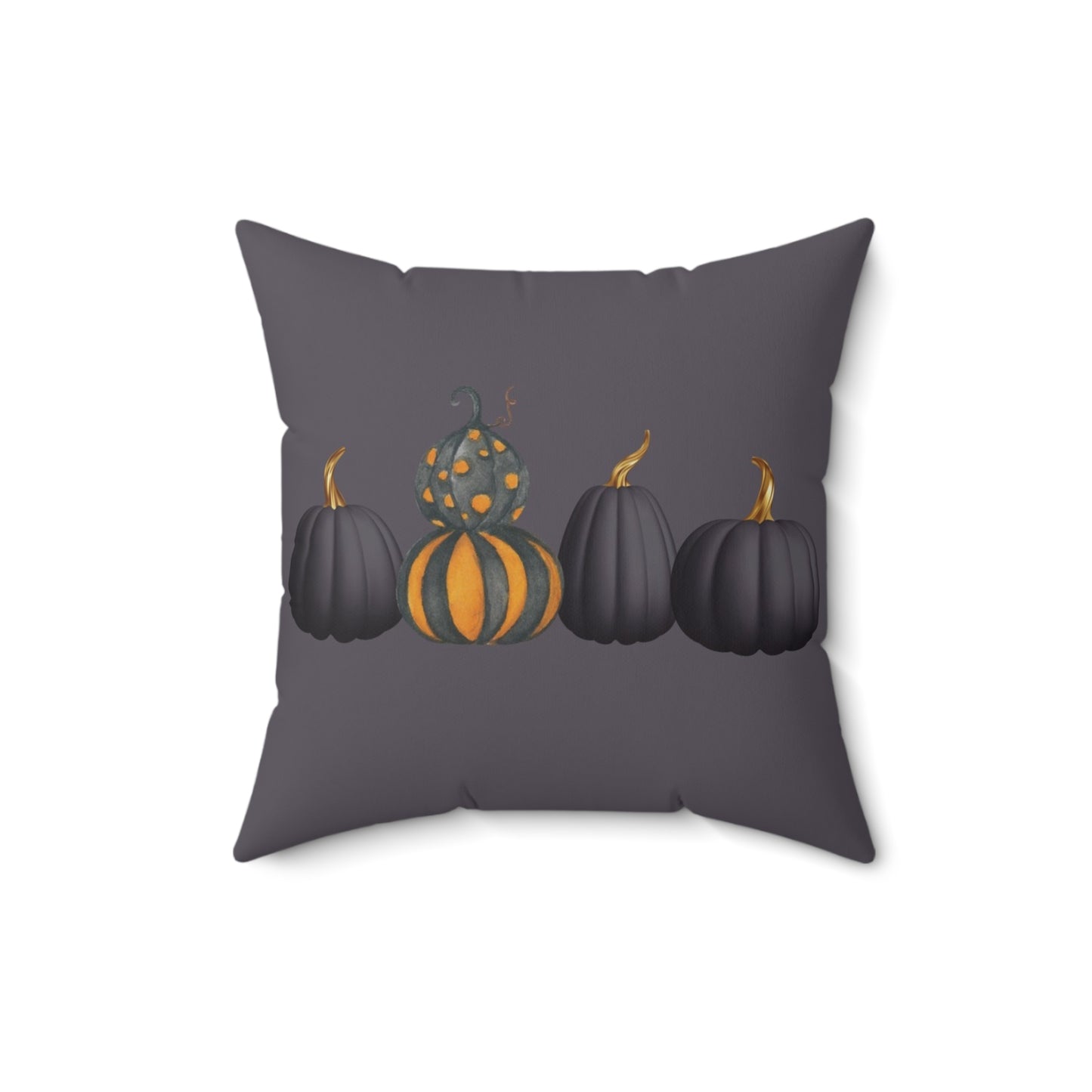 Halloween Pumpkin Throw Pillow, Black and Orange Pumpkin Accent Cushion, Spooky Fall Farmhouse Décor, Autumn Decorative Pillow; Gothic Decor