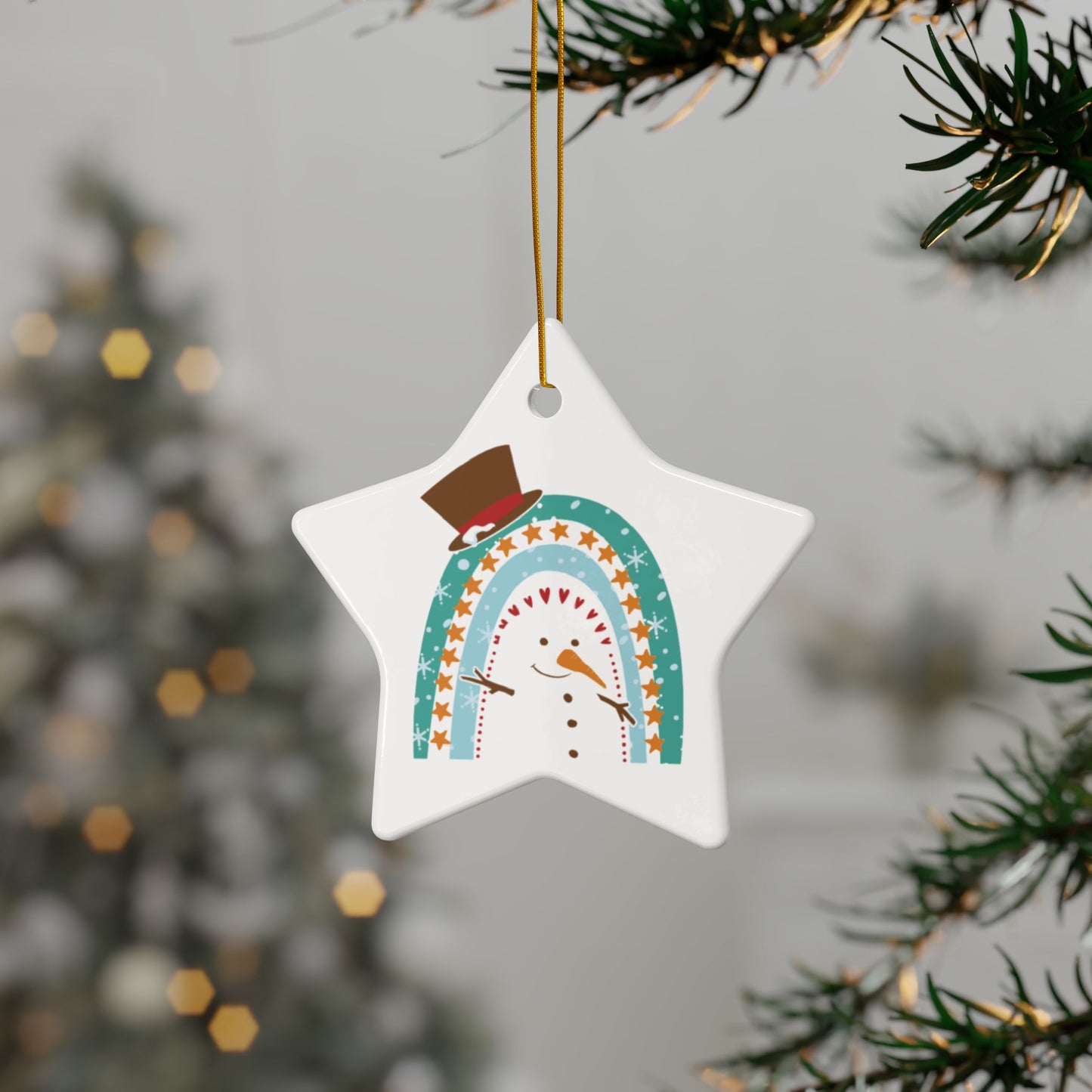 Rainbow Snowman Christmas Ornament