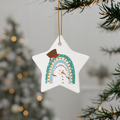Rainbow Snowman Christmas Ornament