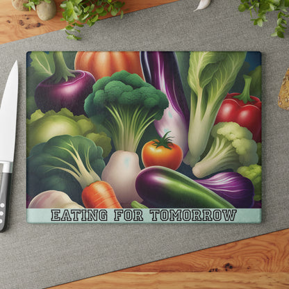 Vegan Kitchen Accessories, Food Lover Glass Board,  Vegetable Cutting Board, Cooking Prep Board,  Healthy Eating Gift,  Eco Friendly Kitchenware, Vegetarian Kitchen, House Warming Kitchen Present