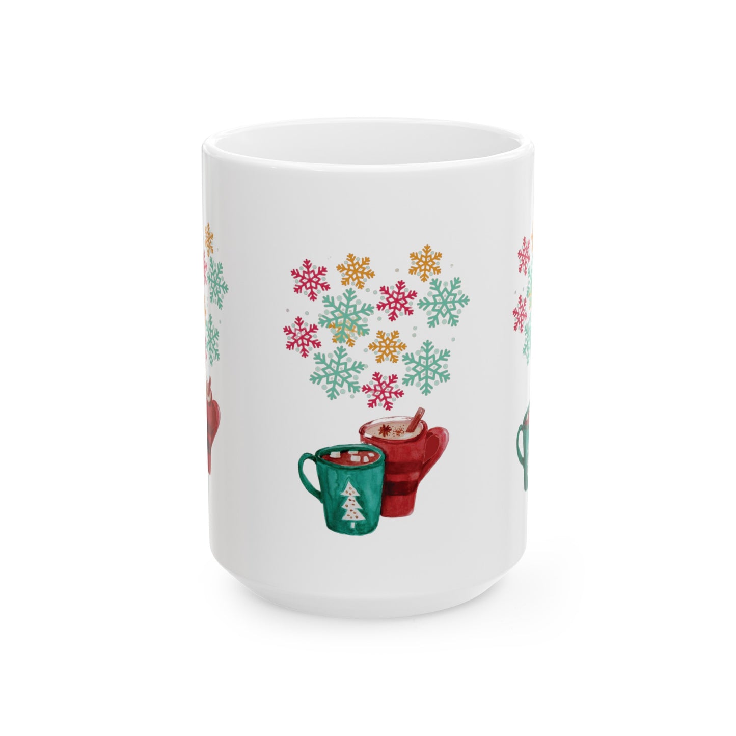 Colorful Snowflake Christmas Mug, Colorful Snowflake Mug, Winter Flake Coffee Mug, Winter Snowflake Coffee Mug, Holiday Snowflake Mug.