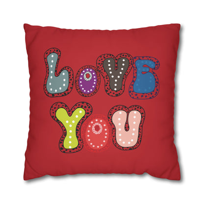 Red LOVE YOU  Butterflies Pillowcase, Colorful Polka Dot Valentines Day Decor, Dragonflies Red Throw Pillow Cover, Double-Sided Pillow Cover