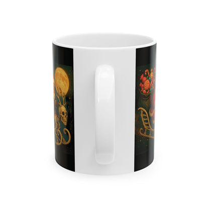 Xmas  Skeleton Reindeer Mug, Skeleton Sleigh Mug, Spooky Santa Mug, Gothic Xmas Mug, Santa Skeleton Mug