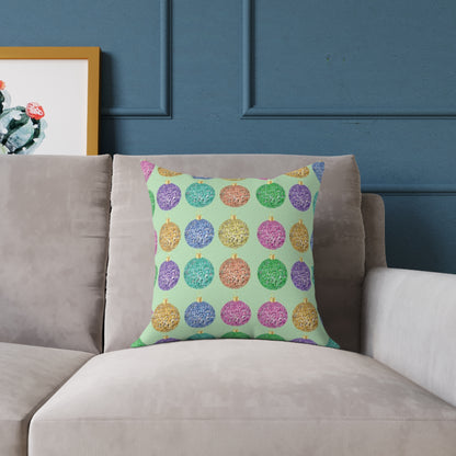 Multicolor Christmas Cushion, Christmas Ornament Cushion, Colorful Holiday Pillow, Ornament Print Pillow, Holiday Themed Throw Pillow, Colorful Christmas Pillow