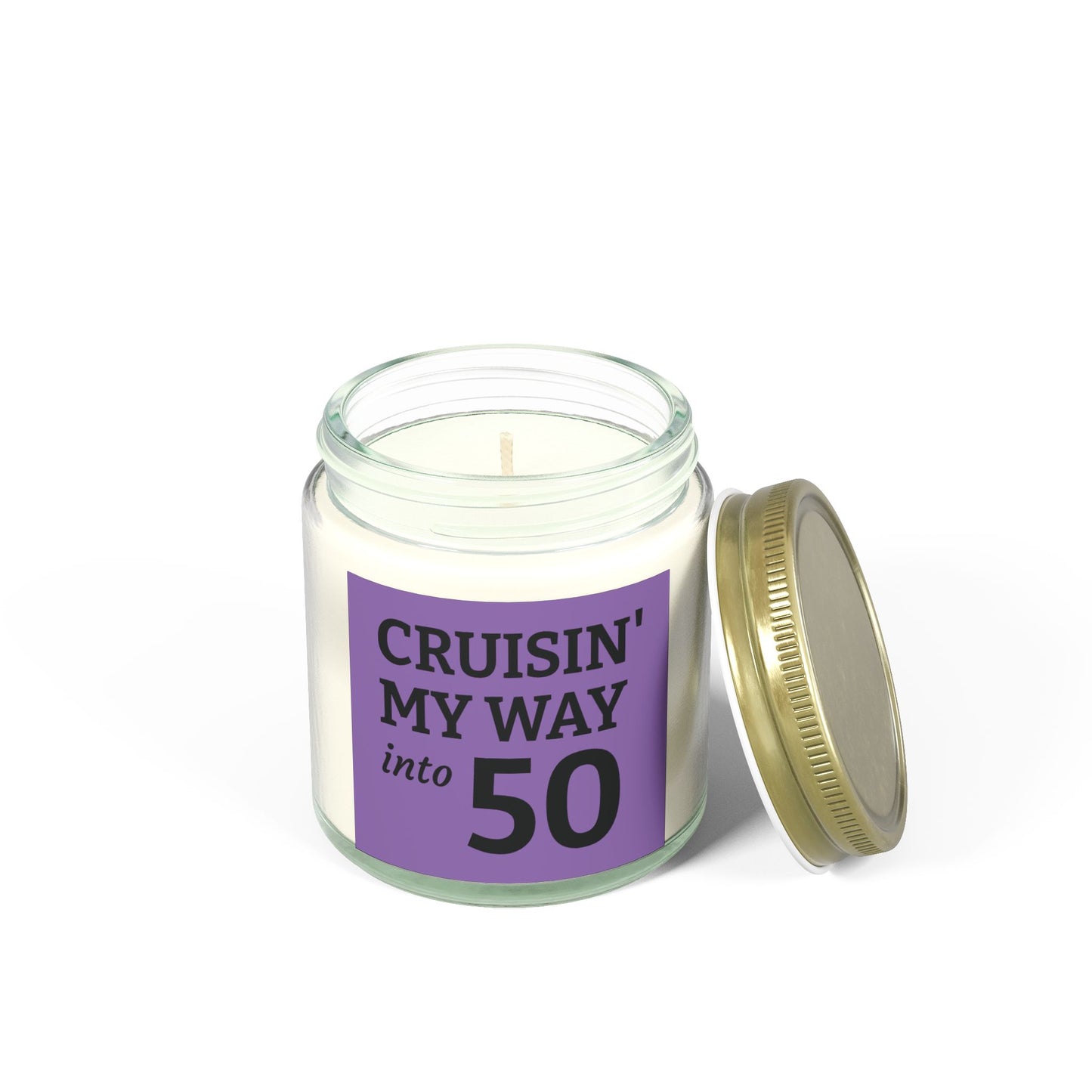 Cruisin My Way Into 50 Candle Funny 50th Birthday Gift For Women Men Coconut Apricot Wax Candle Unique Turning 50 Celebration Decor