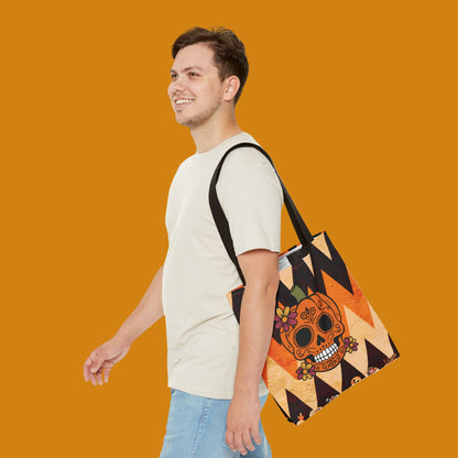 Halloween Pumpkin Skull Canvas Tote Bag