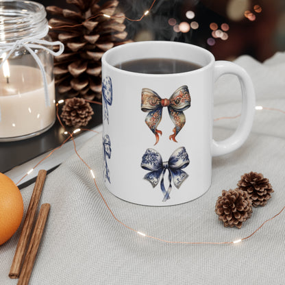 Christmas Coquette Bow Mug, Holiday Bow Mug, Coquette Christmas Mug, Christmas Coquette Drinkware, Christmas Bow Mug, Bow Design Mug