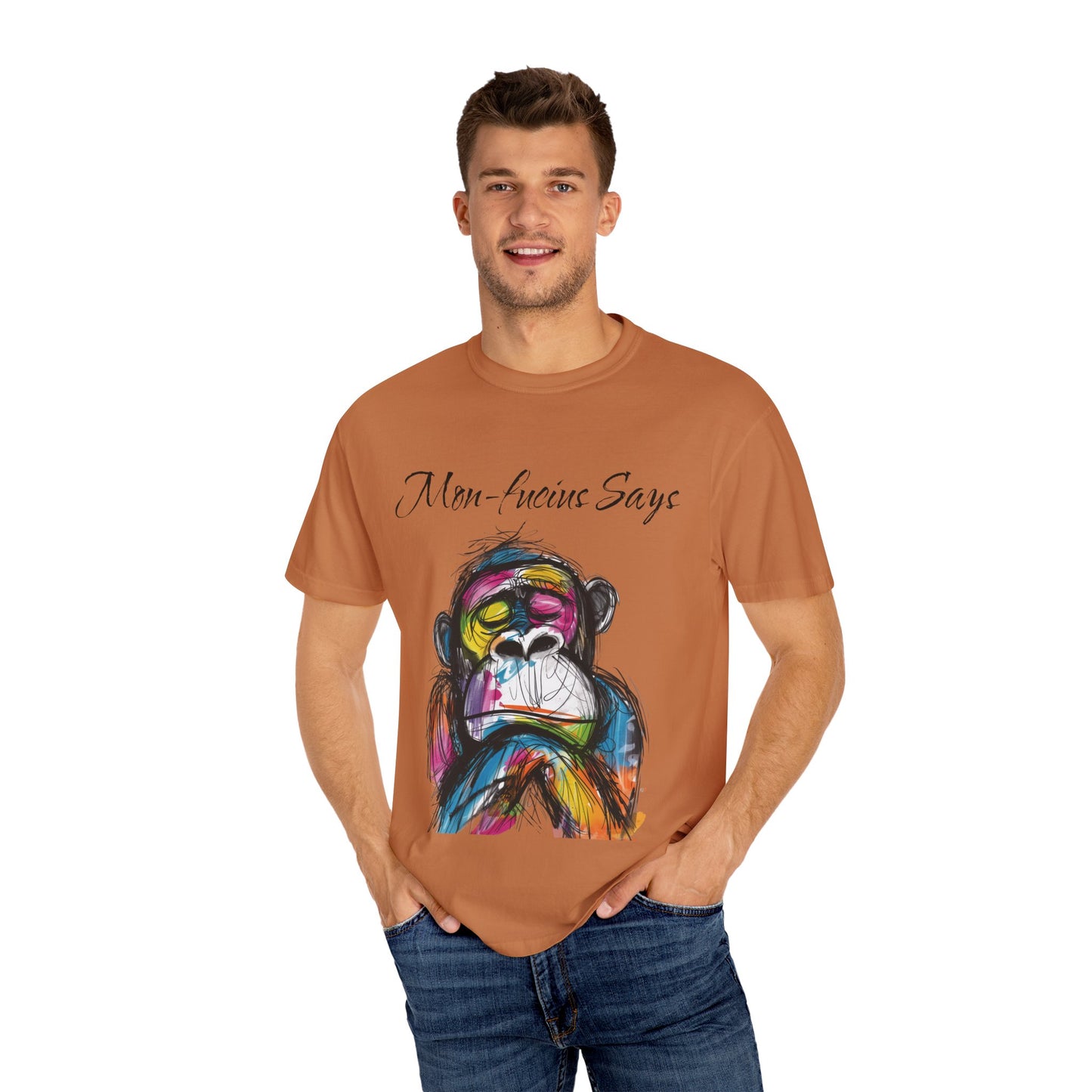 Mon Fucius Tee, Chill Vibe Monkey Shirt, Pop Art Monkey Tee Shirt, Abstract Monkey Shirt, Artistic Monkey Shirt, Bold Print Monkey Tee, Urban Style Monkey Tee Shirt