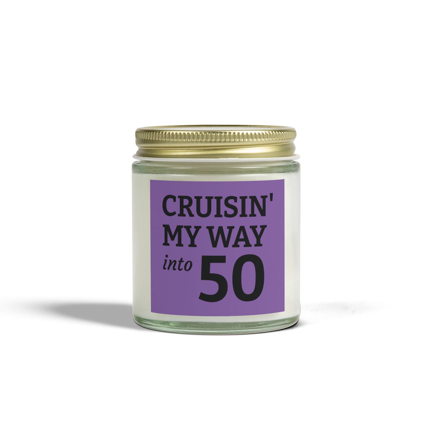 Cruisin My Way Into 50 Candle Funny 50th Birthday Gift For Women Men Coconut Apricot Wax Candle Unique Turning 50 Celebration Decor