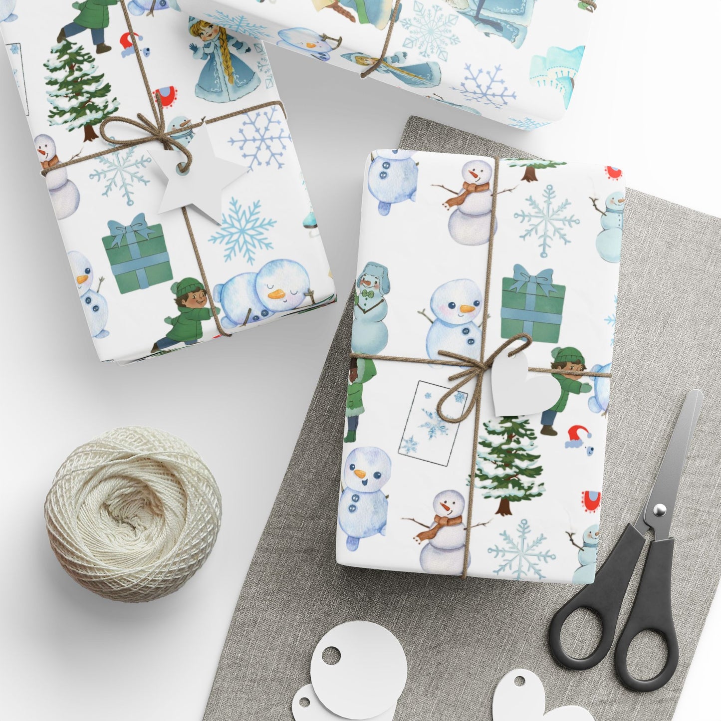 Wonderland Wrapping Paper Roll Snowman Winter Fun Gift Wrap Holiday Christmas Presents Children Festive Party