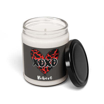 Personalized XOXO Red Leopard Heart Candle Gift for Him Her Valentine Custom Name Jar Candle