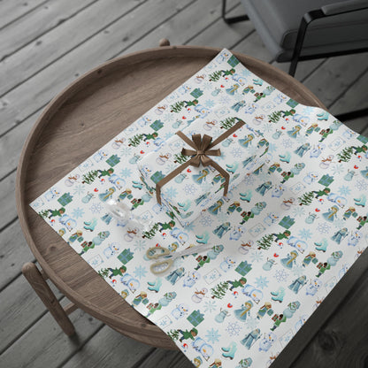 Wonderland Wrapping Paper Roll Snowman Winter Fun Gift Wrap Holiday Christmas Presents Children Festive Party