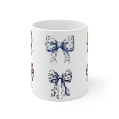 Christmas Coquette Bow Mug, Holiday Bow Mug, Coquette Christmas Mug, Christmas Coquette Drinkware, Christmas Bow Mug, Bow Design Mug