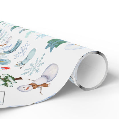 Wonderland Wrapping Paper Roll Snowman Winter Fun Gift Wrap Holiday Christmas Presents Children Festive Party