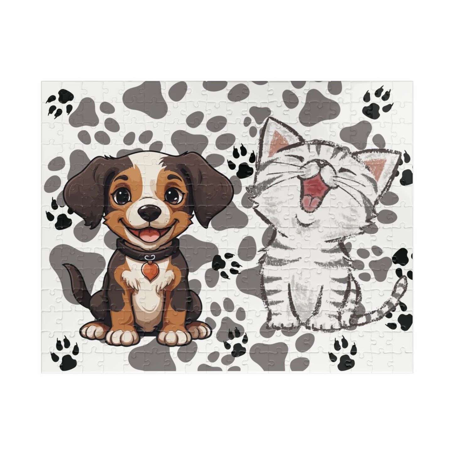 Children Pet Puzzle, Smiling Dog Cat Puzzle, Kids Cat Dog Jigsaw, Dog Cat Puzzle, Fun Animal Jigsaw, Kids Pet Puzzle, Daycare Pet Puzzle.