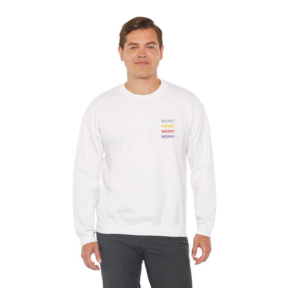 Embroidered Merry Christmas Sweatshirt, Retro Holiday Pullover, Colorful Merry Graphic Crewneck, Cozy Christmas Gift, Festive Winter Sweater