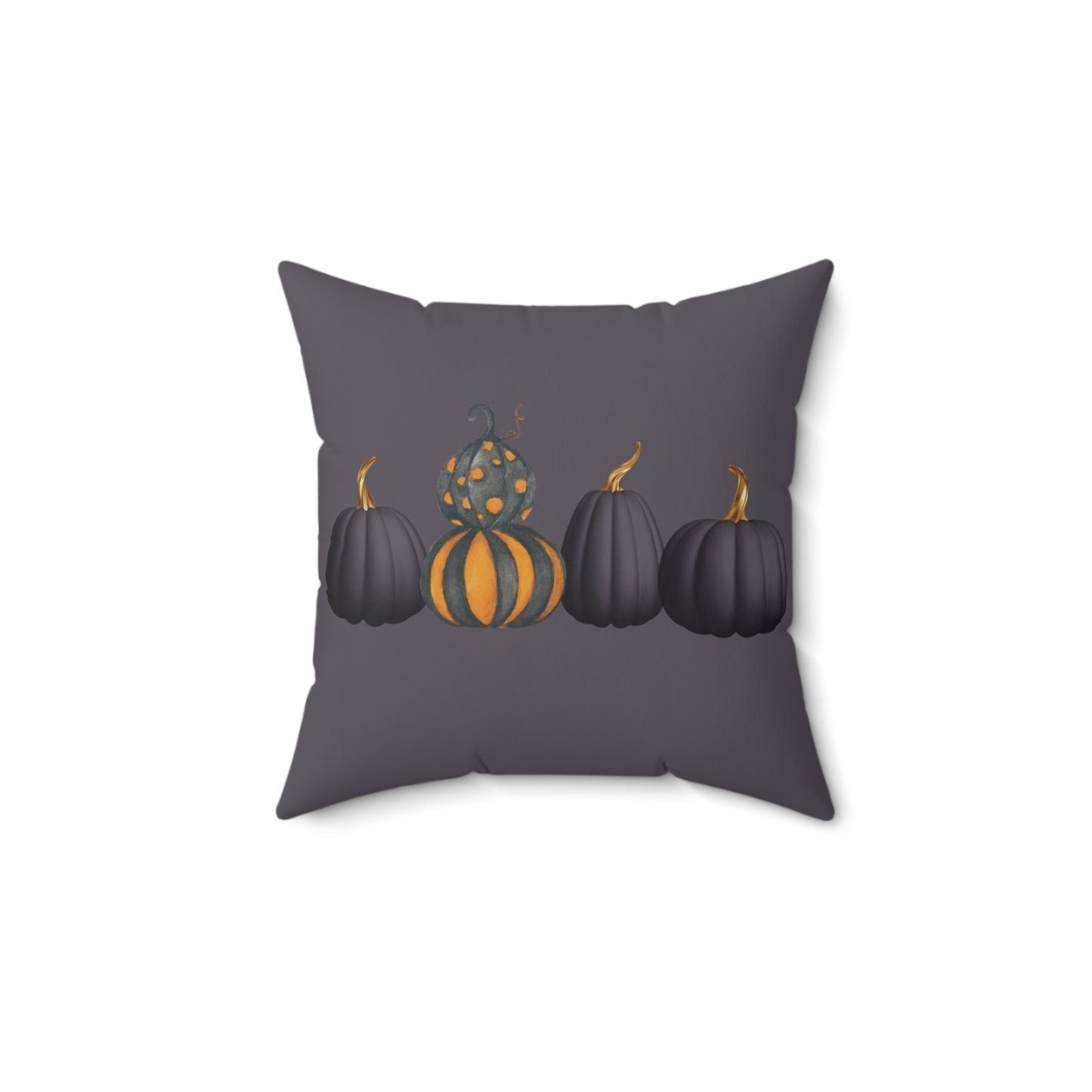 Halloween Pumpkin Throw Pillow, Black and Orange Pumpkin Accent Cushion, Spooky Fall Farmhouse Décor, Autumn Decorative Pillow; Gothic Decor