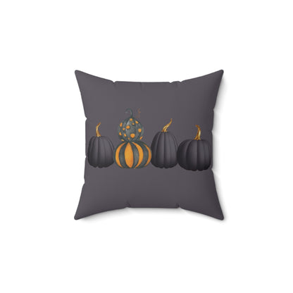 Halloween Pumpkin Throw Pillow, Black and Orange Pumpkin Accent Cushion, Spooky Fall Farmhouse Décor, Autumn Decorative Pillow; Gothic Decor