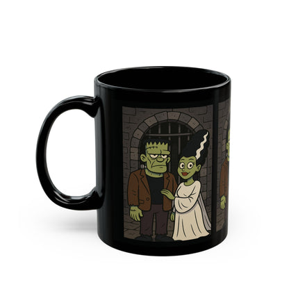 Creepy Cute Couple Mug, Frankenstein Couple Mug, Monster Love Coffee Cup, Horror Romance Drinkware, Frankenstein And Bride Gift,Scary Couple