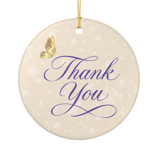Thank You Ceramic Ornament – Elegant Butterfly Friendship Gift, Appreciation Keepsake, Gratitude Decoration