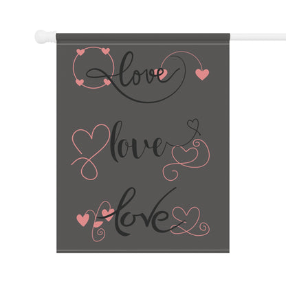 Welcome Love Garden Flag | Romantic Outdoor Yard Decoration | Heart Accent Seasonal House Flag | Valentine’s Day Porch Décor
