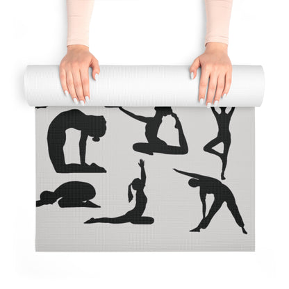 Yoga Pose Silhouette Mat, Fitness Pose Mat, Graphic Yoga Mat, Durable Yoga Mat, Lightweight Yoga Mat, Travel Yoga Mat, Foam Yoga Mat.