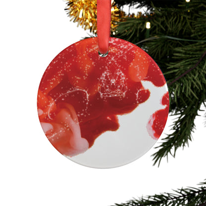 Red Sparkly Christmas Acrylic Ornament with Ribbon