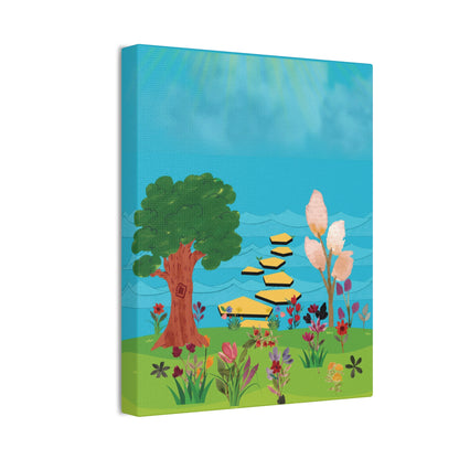 Flower Field for Children, Summer Fun Flower Field, Children Spring Flower Wall Art, Nursery Flower Field Canvas, Children Spring Flower Art