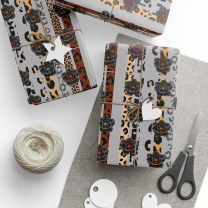 Copy of Copy of Valentine Heart Leopard Wrapping Paper — Romantic Animal Print Gift Wrap