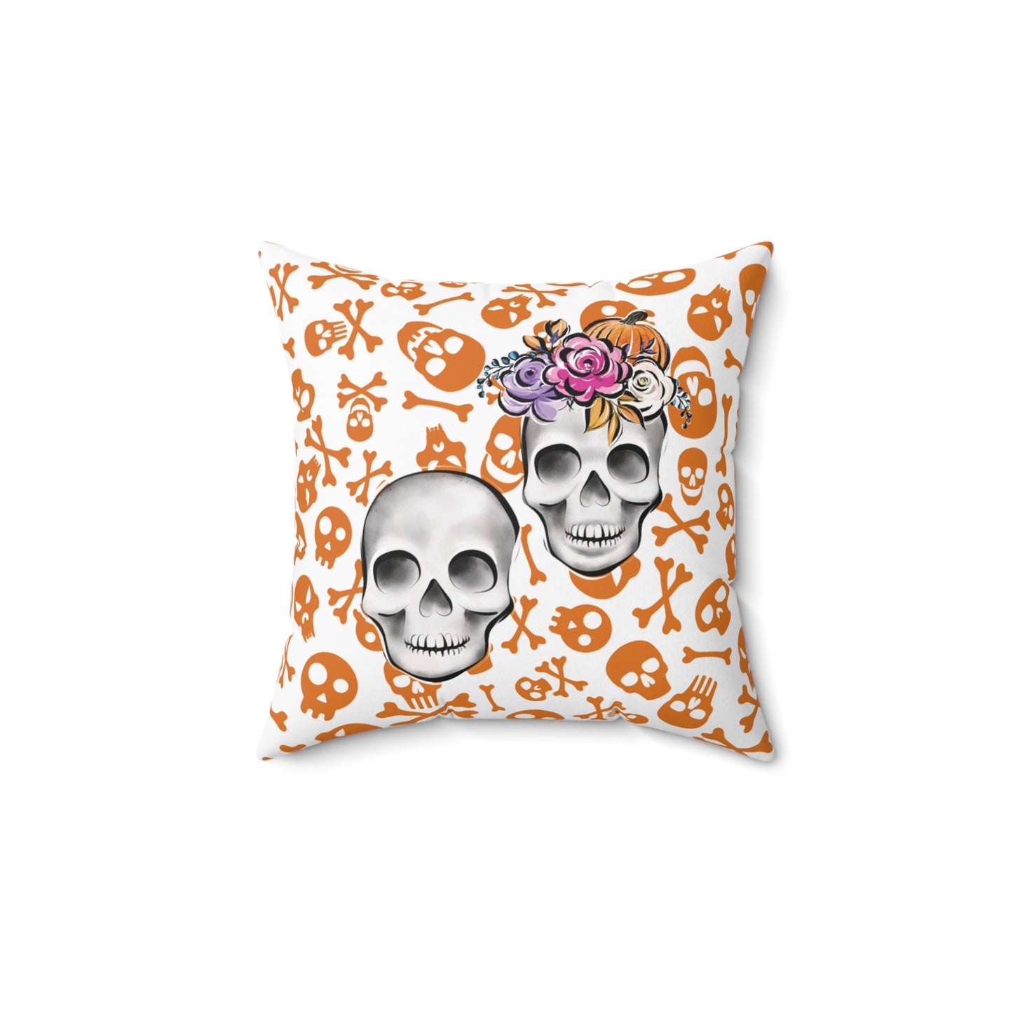Accent Skull Pillow, Day Of The Dead Pillow, Floral Skull Pillow, Skeleton Skull Pillow, Skull Throw Pillow, Décor Halloween Pillow, Skull Accent Pillow, Spooky Throw Pillow, Skull Pillow,