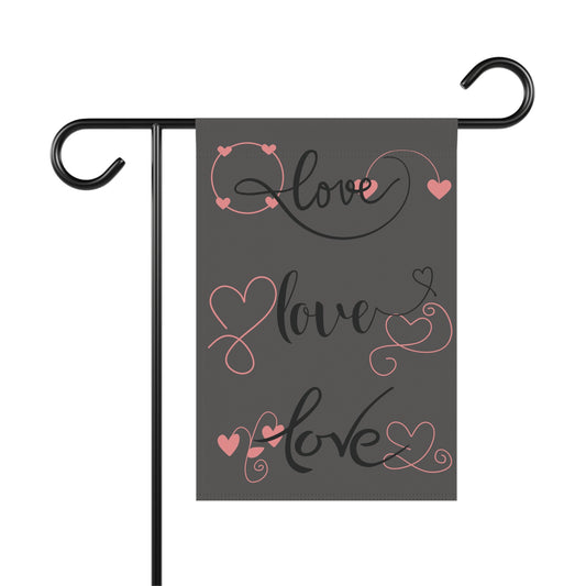 Welcome Love Garden Flag | Romantic Outdoor Yard Decoration | Heart Accent Seasonal House Flag | Valentine’s Day Porch Décor