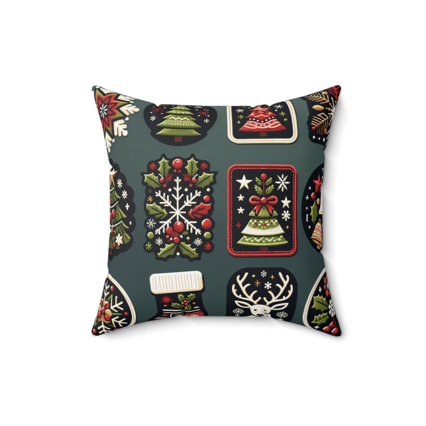 Christmas Cookie Pillow, Holiday Treat Cushion, Festive Christmas Tree & Holly Decor, Cozy Winter Throw Pillow, Whimsical Holiday Accent