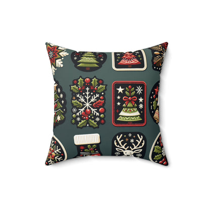 Christmas Cookie Pillow, Holiday Treat Cushion, Festive Christmas Tree & Holly Decor, Cozy Winter Throw Pillow, Whimsical Holiday Accent