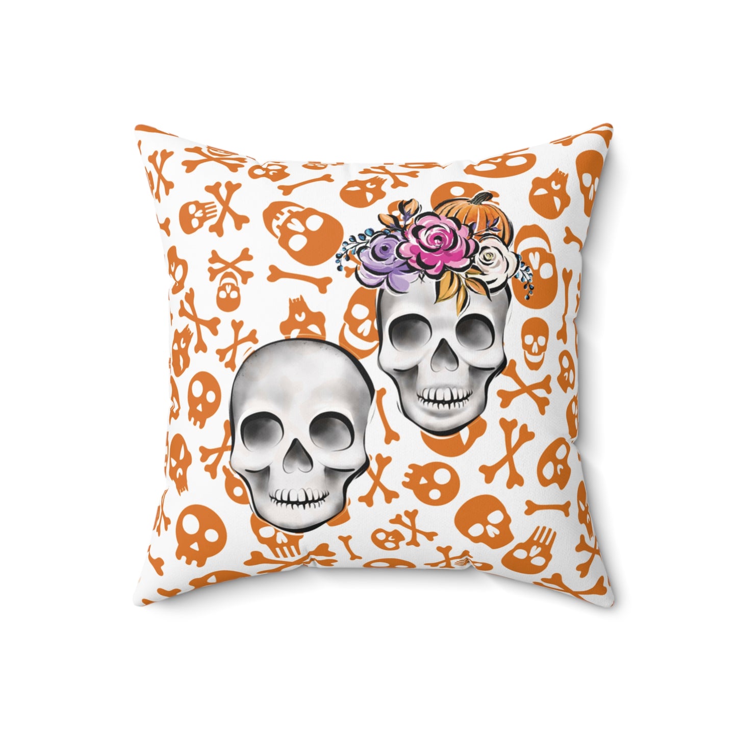 Accent Skull Pillow, Day Of The Dead Pillow, Floral Skull Pillow, Skeleton Skull Pillow, Skull Throw Pillow, Décor Halloween Pillow, Skull Accent Pillow, Spooky Throw Pillow, Skull Pillow,