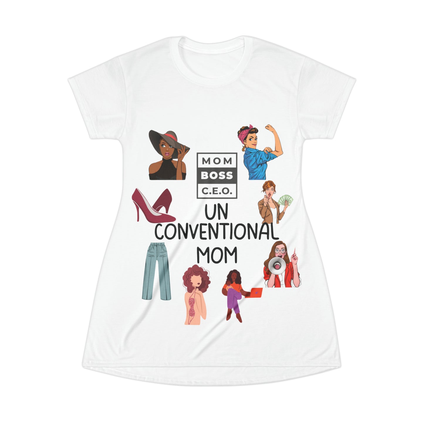 Mom Boss Shirt Dress, Mother's Day Tee Shirt Dress, Unconventional Mom Tee Dress, Ladies T Dress, Pregnancy Mom Tee Dress, Mom Tee Dress.