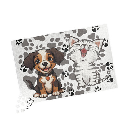 Children Pet Puzzle, Smiling Dog Cat Puzzle, Kids Cat Dog Jigsaw, Dog Cat Puzzle, Fun Animal Jigsaw, Kids Pet Puzzle, Daycare Pet Puzzle.