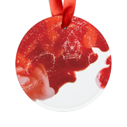 Red Sparkly Christmas Acrylic Ornament with Ribbon