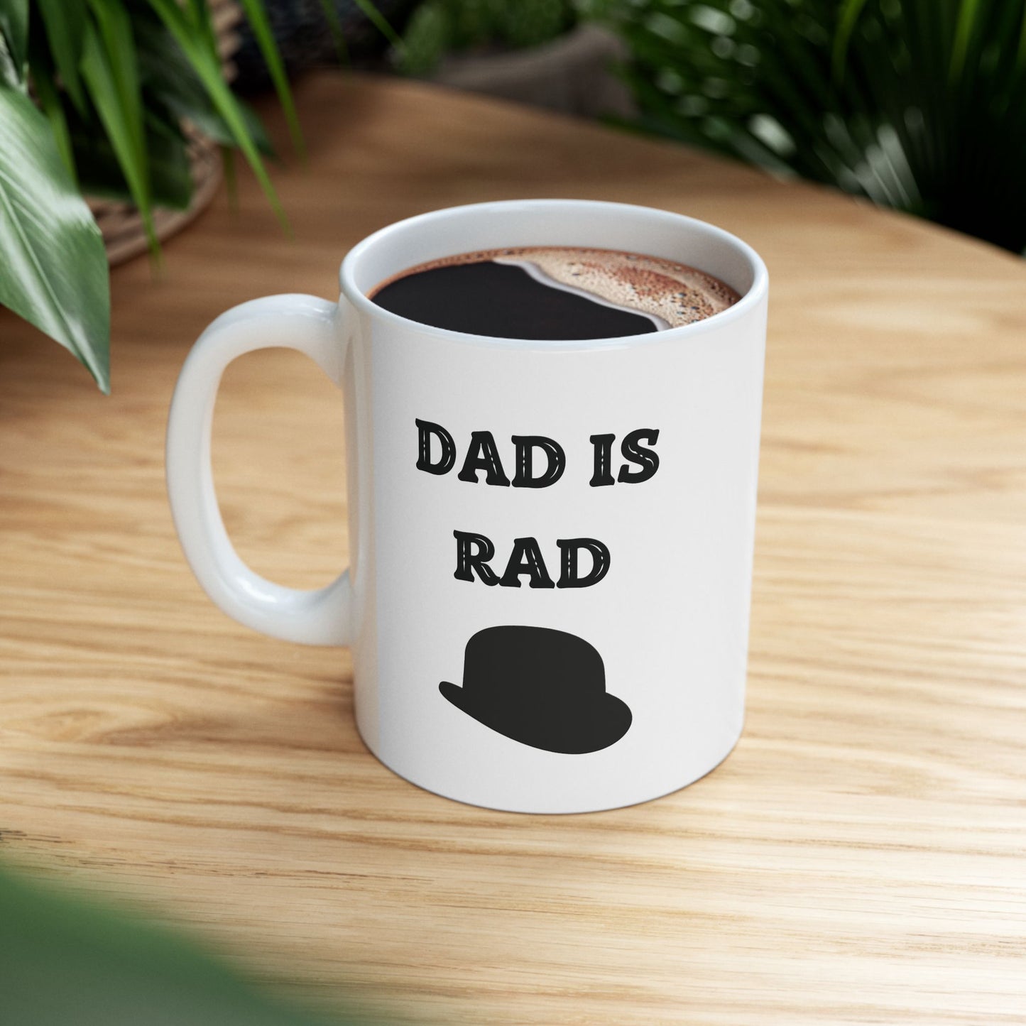 Fathers Dad Is Rad Coffee Mug, Best Dad Is Rad Mug, Best Dad Rad Mug, Hat Design On Dad Mug, Dad Coffee Mug With Hat. My Dad Is Rad Mug.