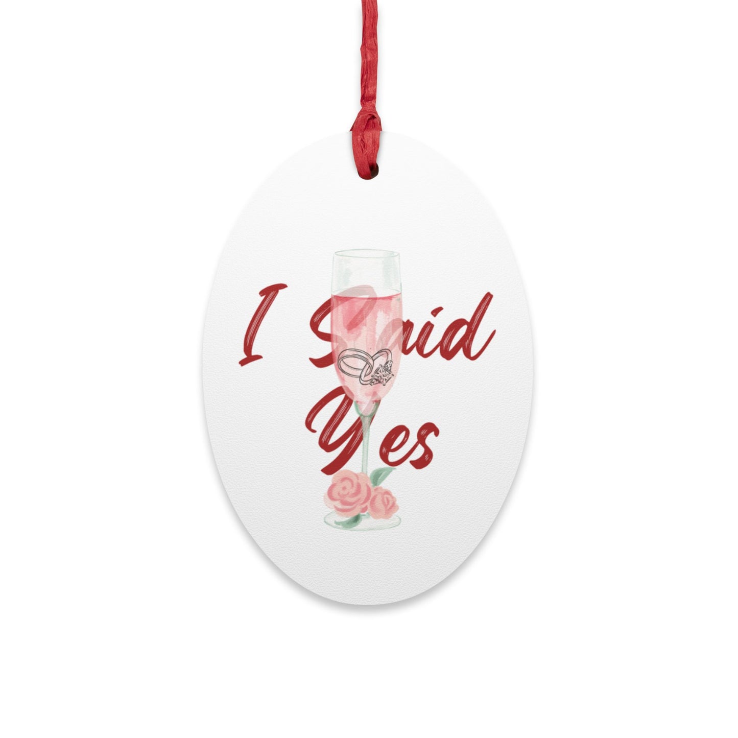 Romantic Engagement Ornament Magnet, Valentine Proposal Keepsake, Cute Holiday Wedding Favor,Wooden Bridal Announcement Gift,Proposal Decor