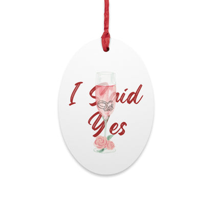 Romantic Engagement Ornament Magnet, Valentine Proposal Keepsake, Cute Holiday Wedding Favor,Wooden Bridal Announcement Gift,Proposal Decor