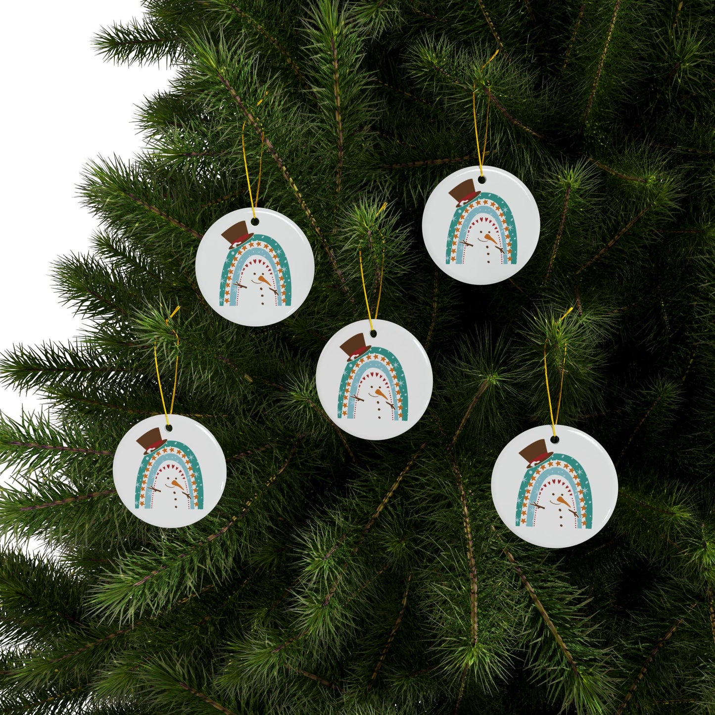 Rainbow Snowman Christmas Ornament