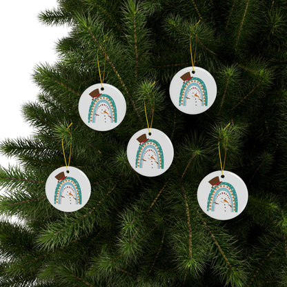 Rainbow Snowman Christmas Ornament