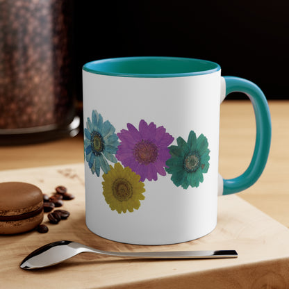 Colorful Daisy Coffee Mug, Boho Accent Mug, Mother’s Day Daisy Mug, Floral Accent Coffee Mug, Holiday Accent Coffee Cup, Nature Themed Mug,11oz Accent Mug