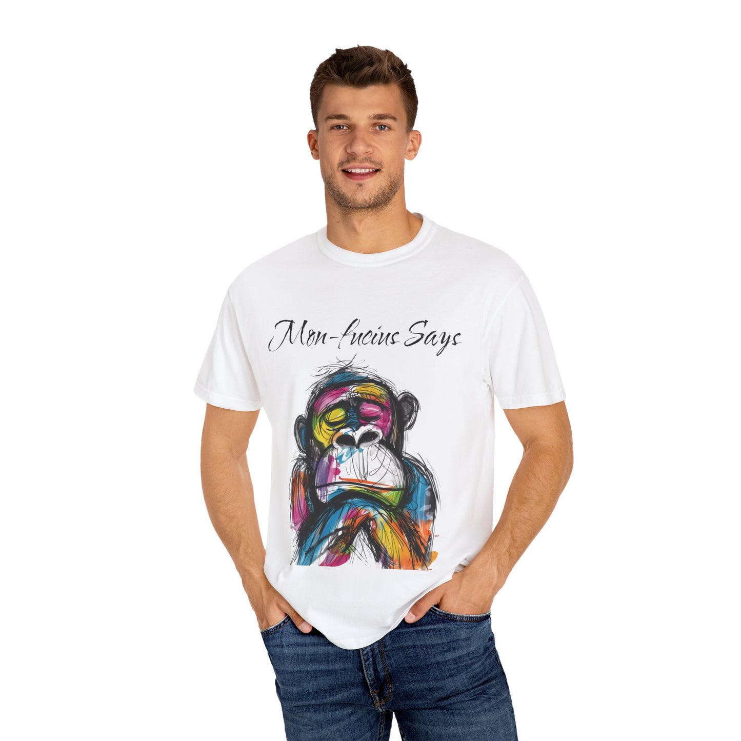 Mon Fucius Tee, Chill Vibe Monkey Shirt, Pop Art Monkey Tee Shirt, Abstract Monkey Shirt, Artistic Monkey Shirt, Bold Print Monkey Tee, Urban Style Monkey Tee Shirt