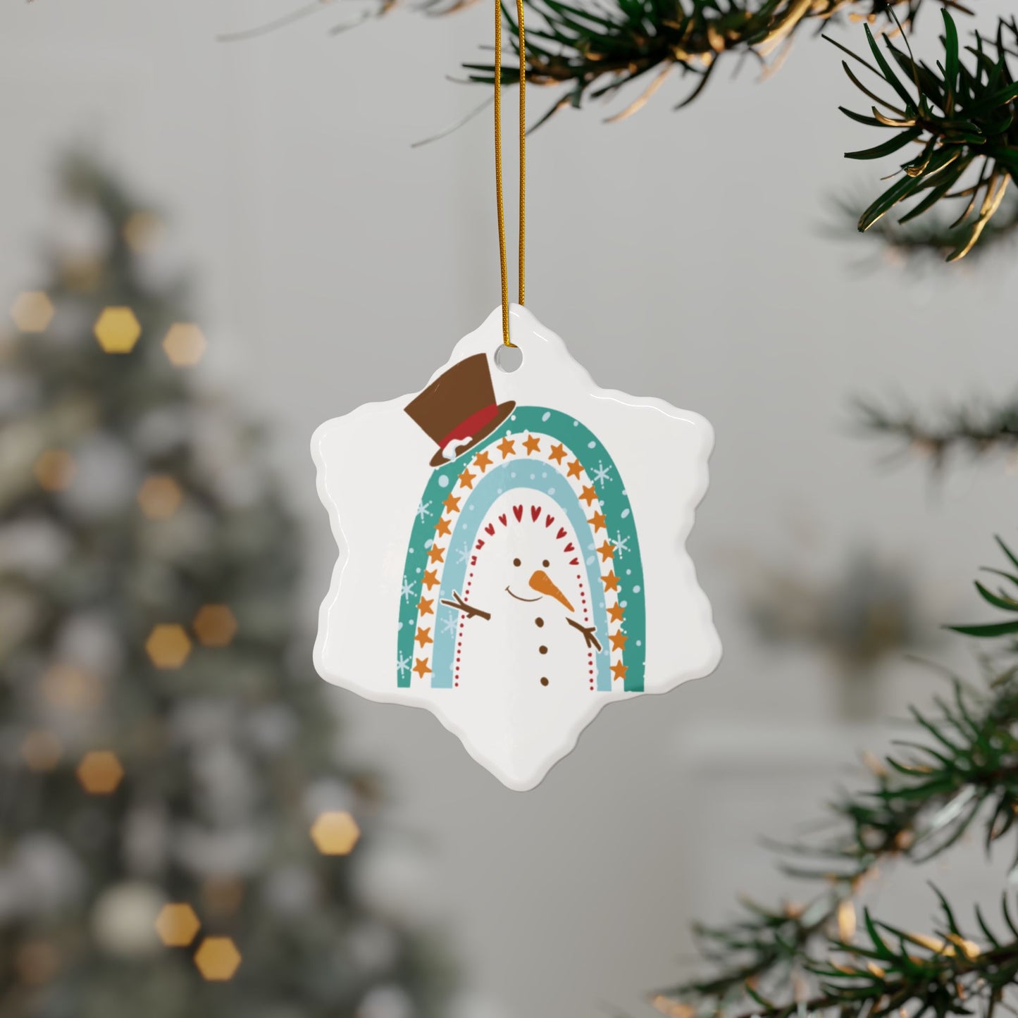 Rainbow Snowman Christmas Ornament