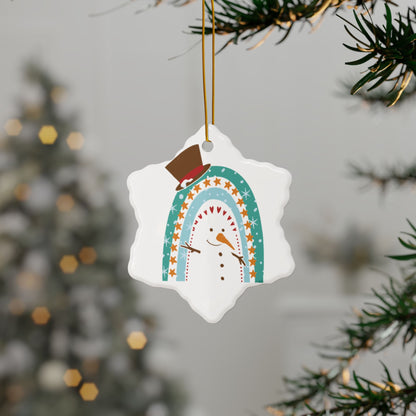 Rainbow Snowman Christmas Ornament