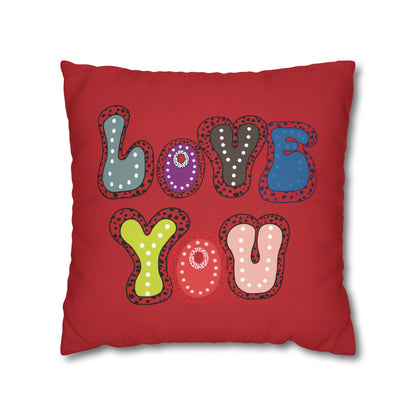 Red LOVE YOU  Butterflies Pillowcase, Colorful Polka Dot Valentines Day Decor, Dragonflies Red Throw Pillow Cover, Double-Sided Pillow Cover