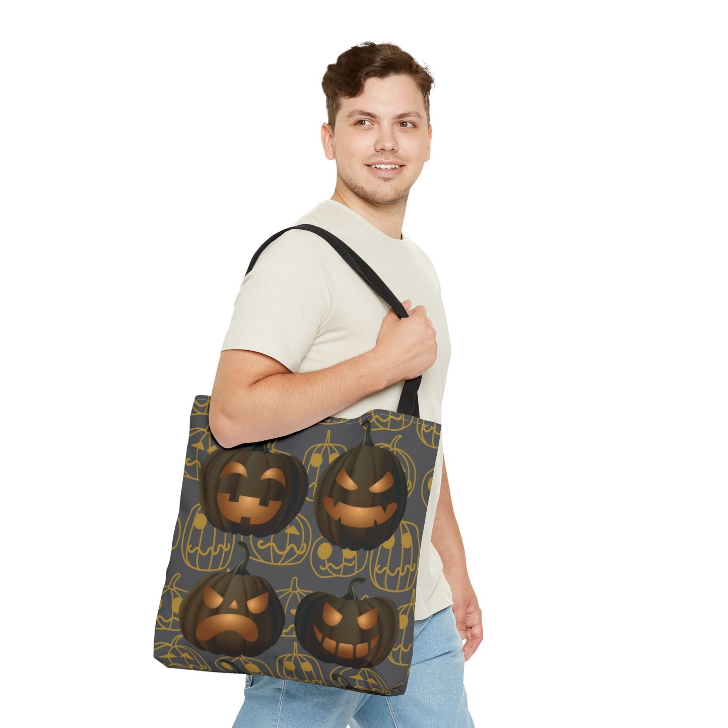 Pumpkin Tote Bag, Jack O Lantern Pumpkin Tote, Scary Pumpkin Bag, Halloween Pumpkin Canvas Gift Bag, Pumpkin Candy Tote, Spooky Pumpkin Bag