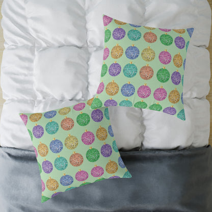 Multicolor Christmas Cushion, Christmas Ornament Cushion, Colorful Holiday Pillow, Ornament Print Pillow, Holiday Themed Throw Pillow, Colorful Christmas Pillow