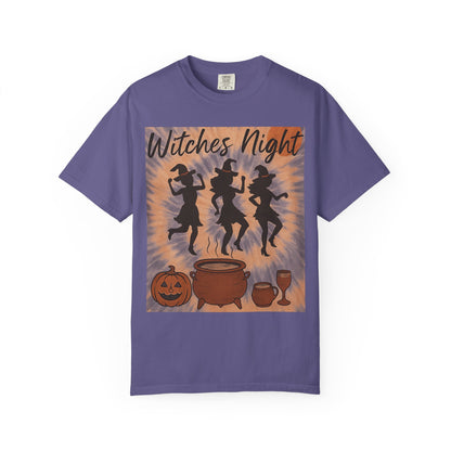 Witches Night T-Shirt – Halloween Witch Graphic Tee – Spooky Season Shirt – Dancing Witches Top – Cauldron Pumpkin Fall Festival Tee